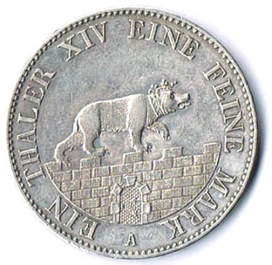ANHALT-BERNBURG  Ausbeutetaler 1846A  Der Silbertaler mit dem über die Mauer 